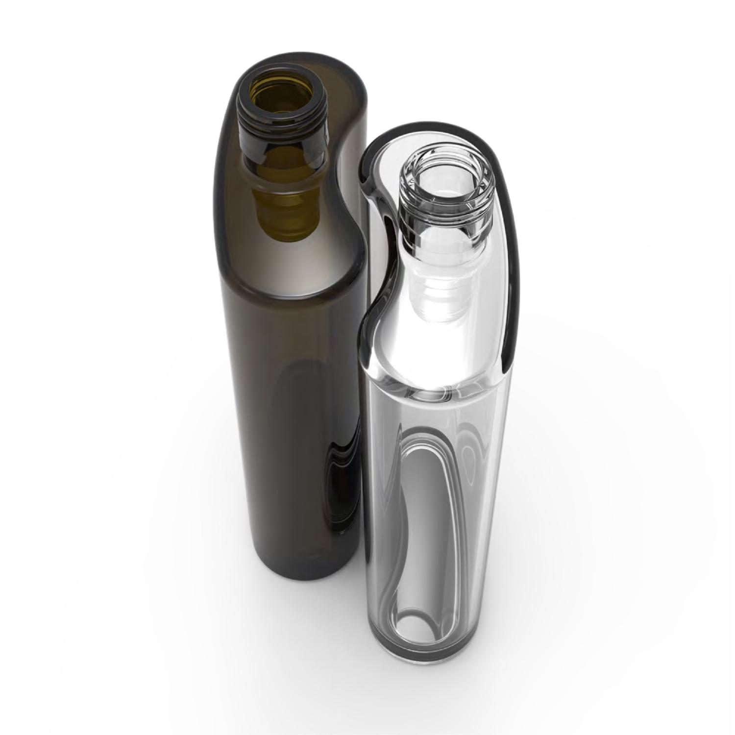 Flasche flask in Klarglas und Braunglas